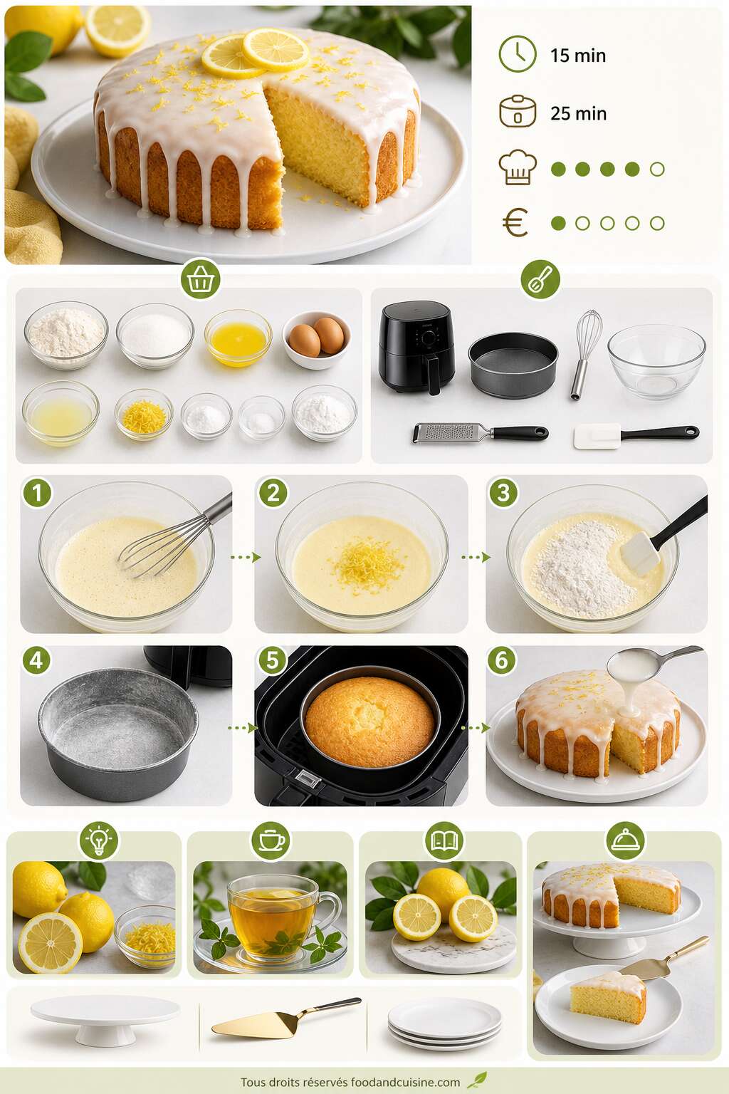 Fiche recette G&acirc;teau au citron facile &agrave; l'Airfryer