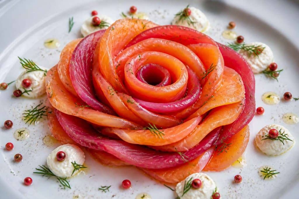 Recette : réaliser une rose en saumon fumé étape par étape