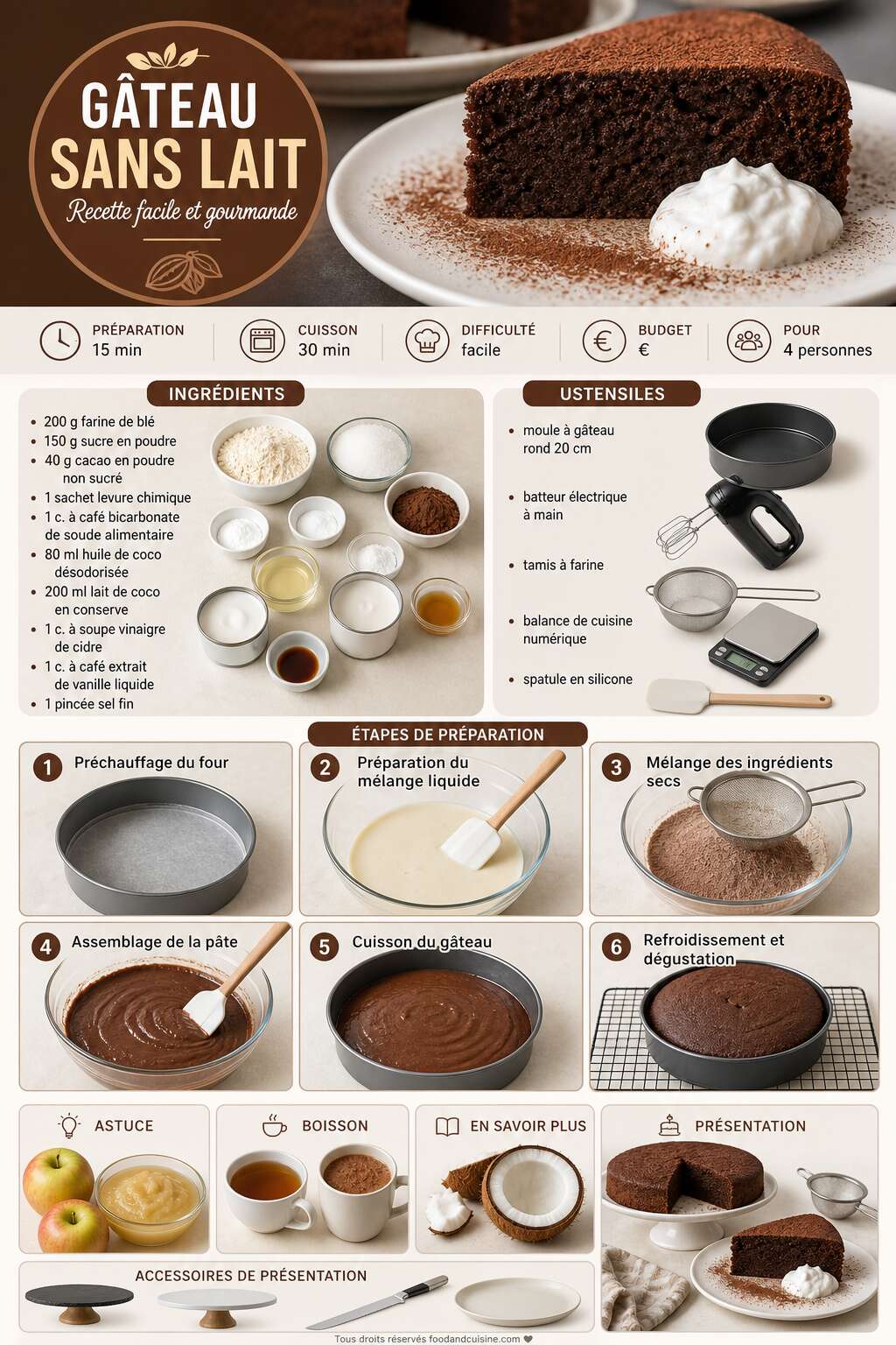 Fiche recette G&acirc;teau sans lait : recette facile et gourmande