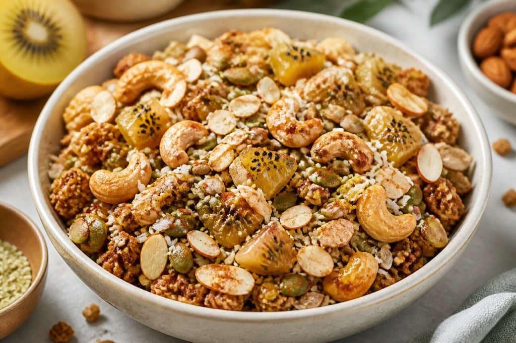 Granola au kiwi Zespri et chanvre : recette santé et gourmande