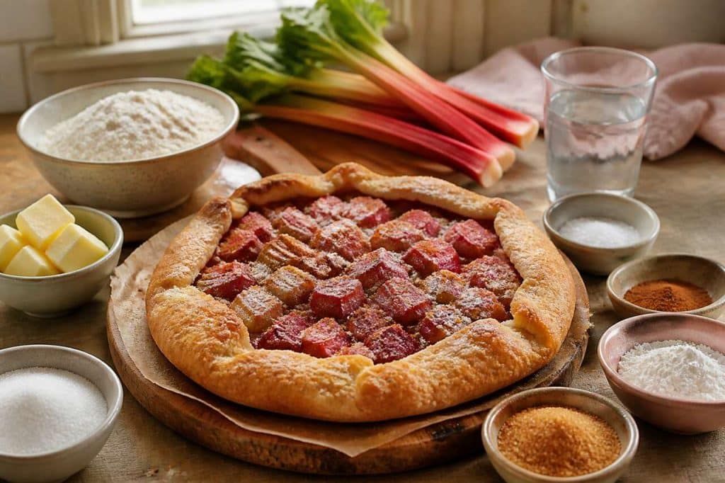 Recette de tarte rustique à la rhubarbe