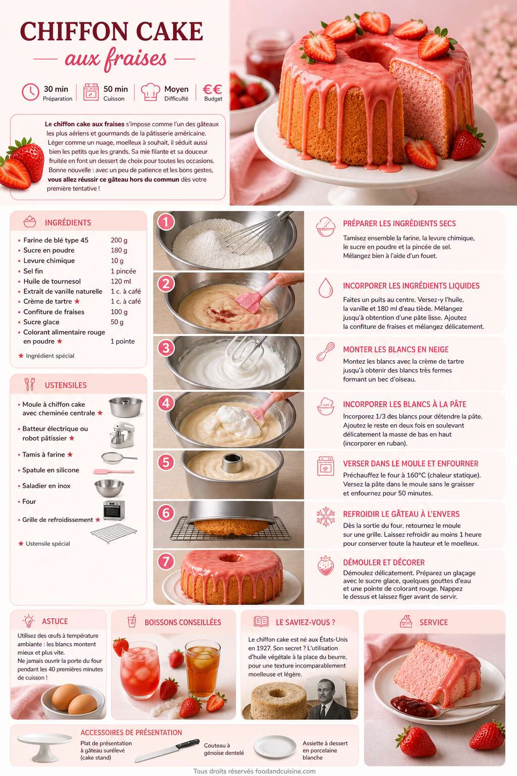 Fiche recette Recette du chiffon cake aux fraises