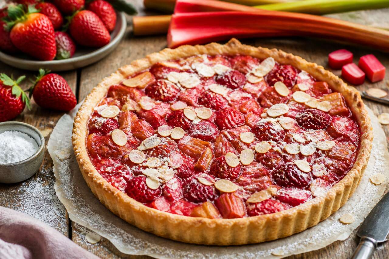 Recette de tarte fraise-rhubarbe facile et gourmande