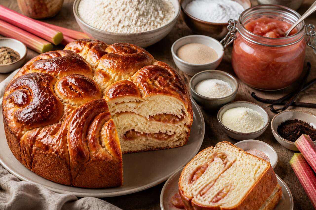 Recette de brioches à la vanille et à la rhubarbe