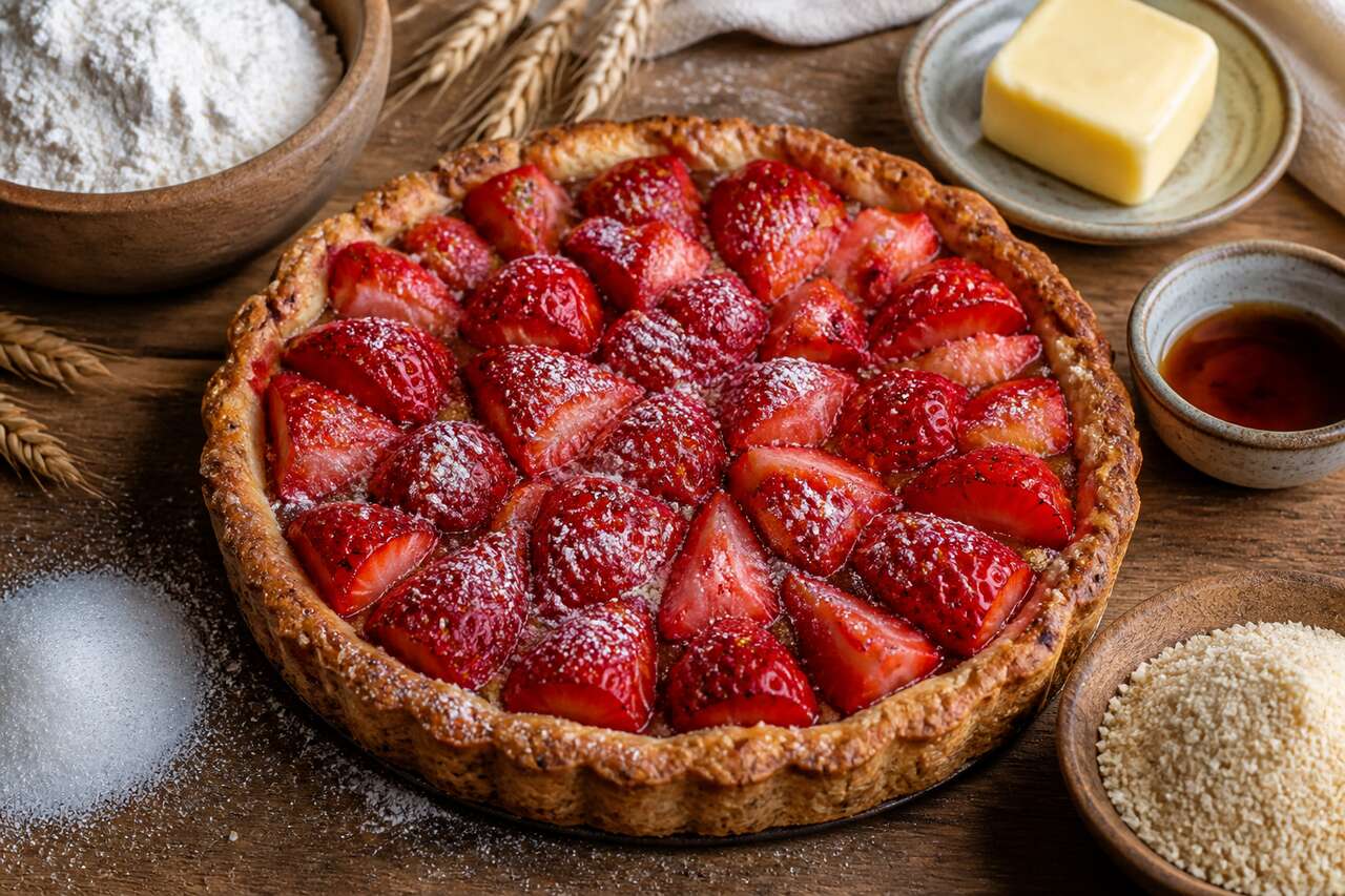 Recette de tarte rustique aux fraises