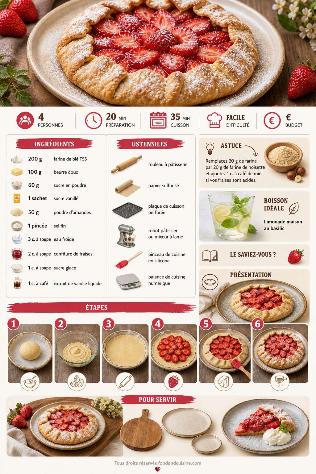 Fiche recette Recette de tarte rustique aux fraises Fiche recette Recette de tarte rustique aux fraises