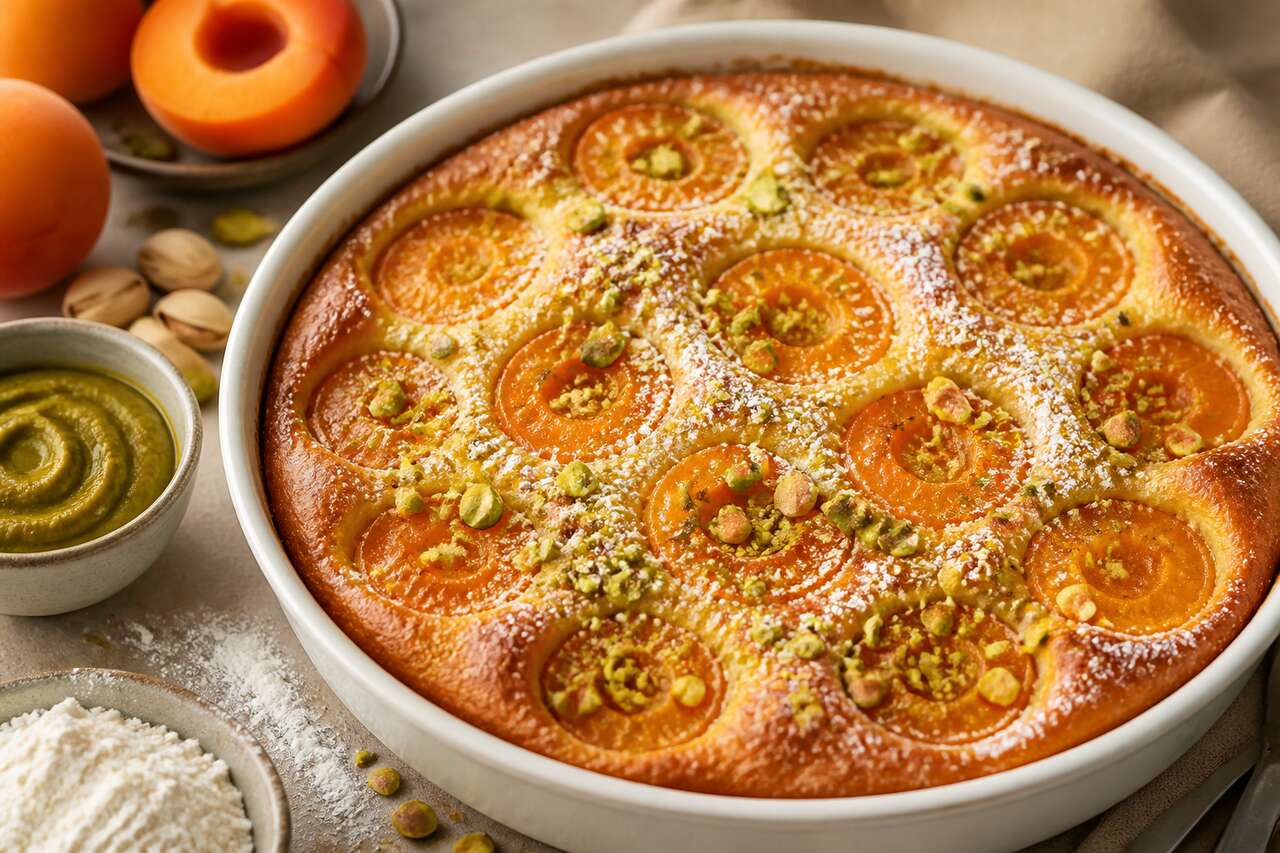 Recette du clafoutis aux abricots et à la pistache