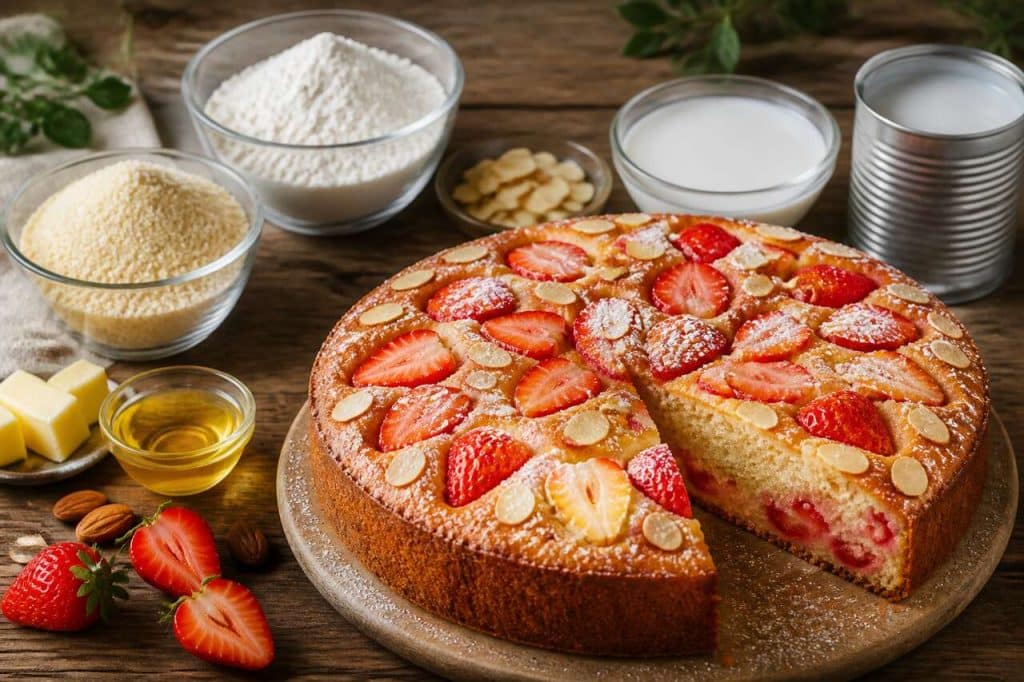 Recette du cake aux amandes et aux fraises