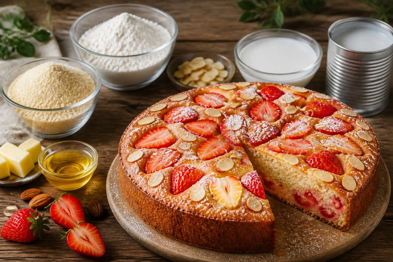 Recette du cake aux amandes et aux fraises