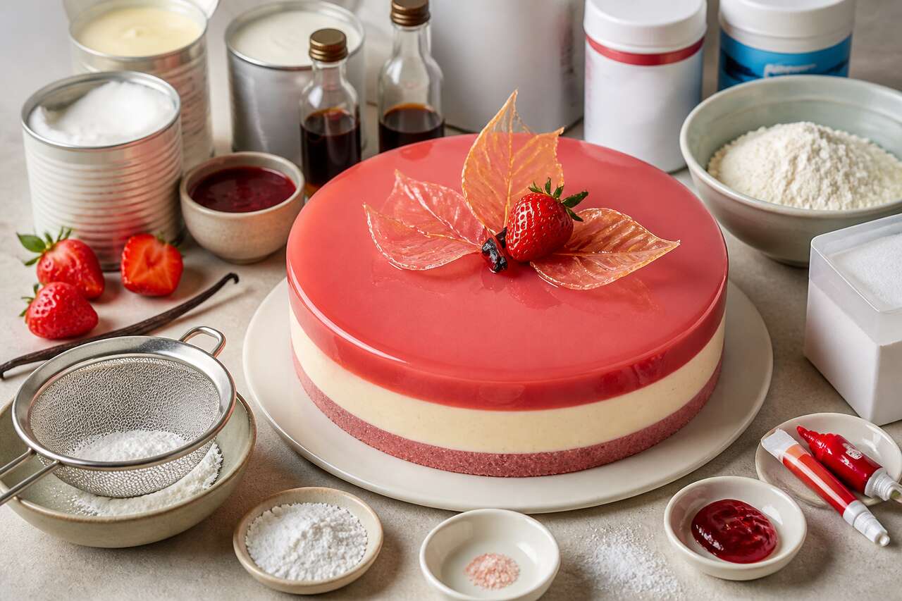 Recette d'entremets aux fraises et à la vanille