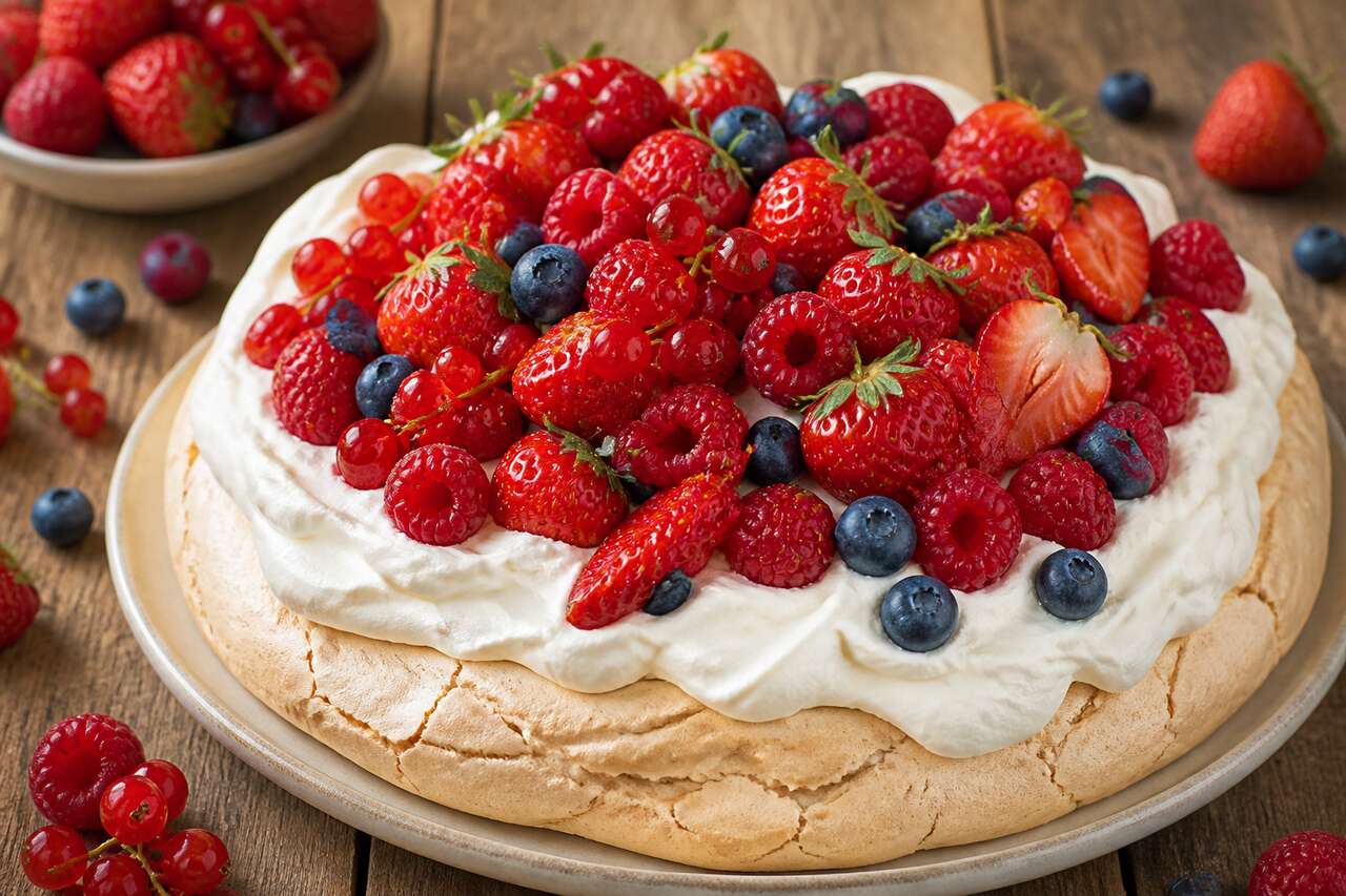 Recette de pavlova aux fruits rouges