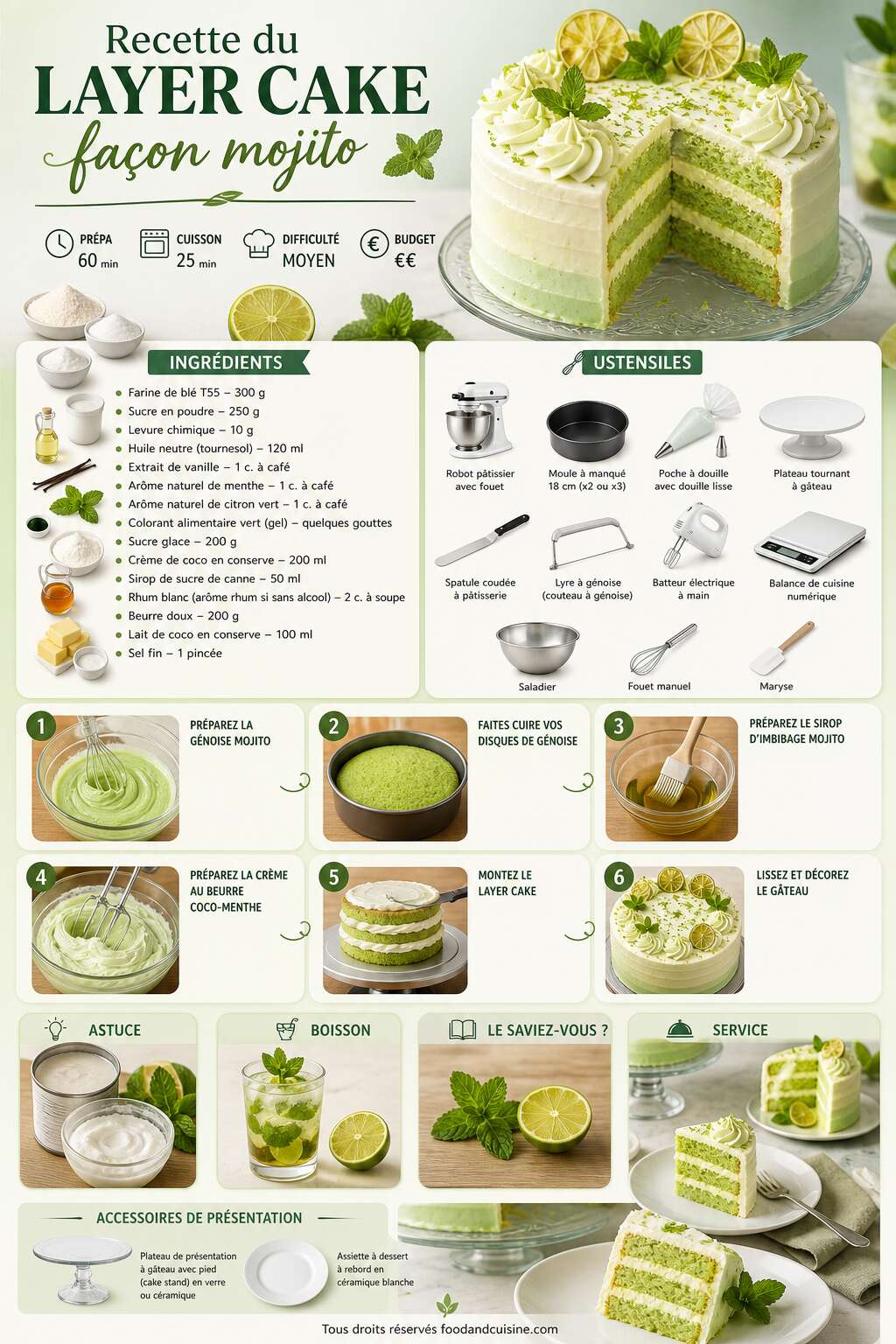 Fiche recette Recette du layer cake fa&ccedil;on mojito