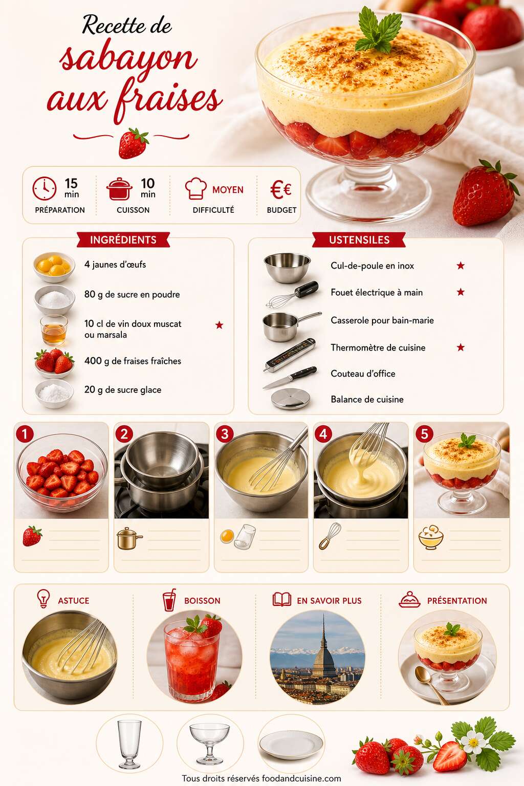 Fiche recette Recette de sabayon aux fraises