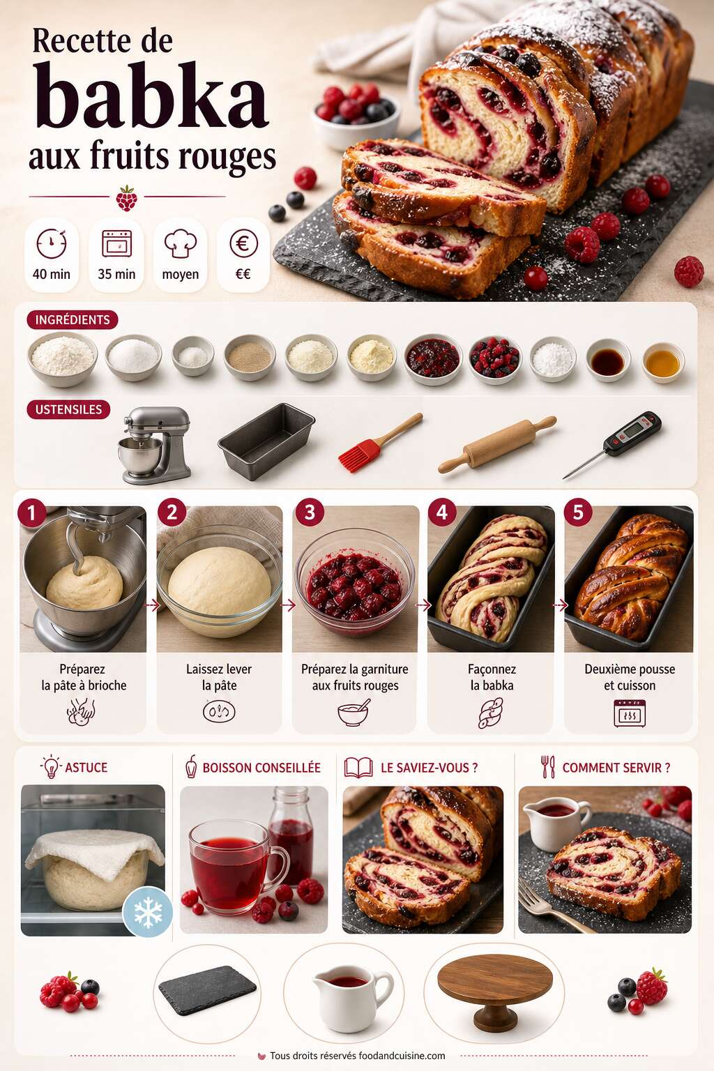 Fiche recette Recette de babka aux fruits rouges