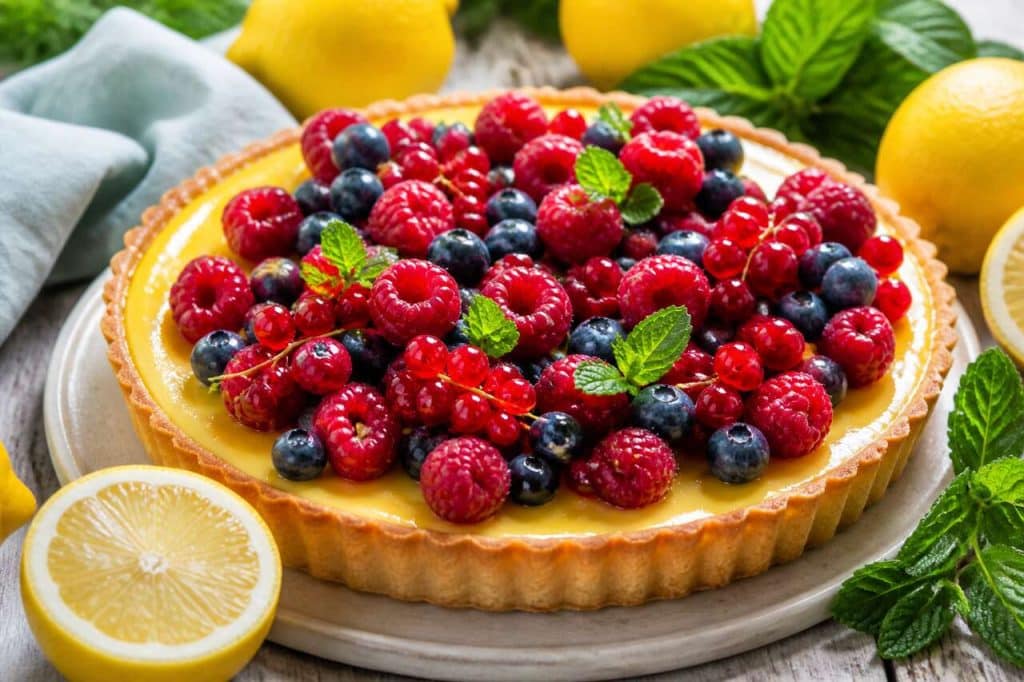 Recette de tarte au citron et fruits rouges