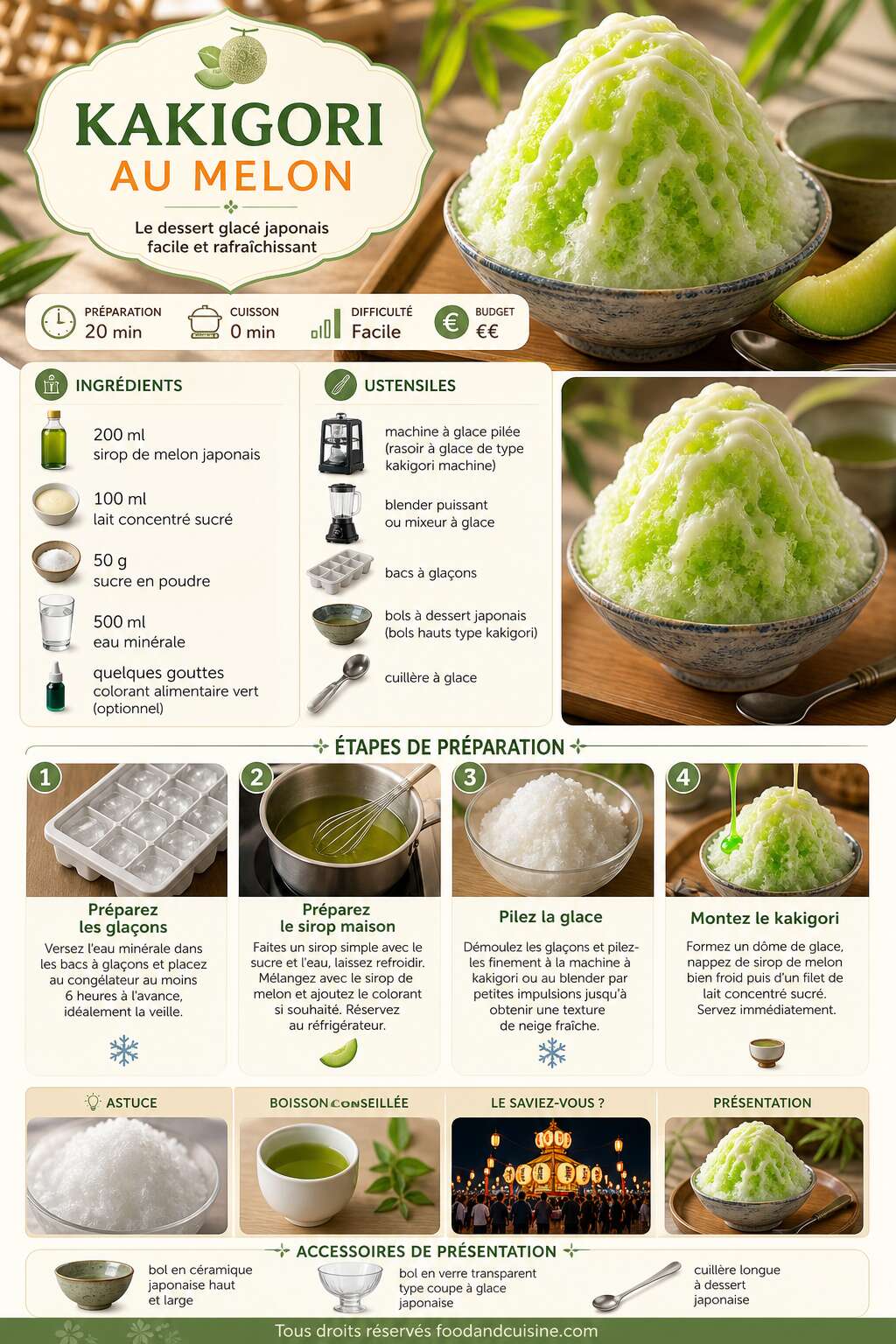 Fiche recette Recette de kakigori au melon