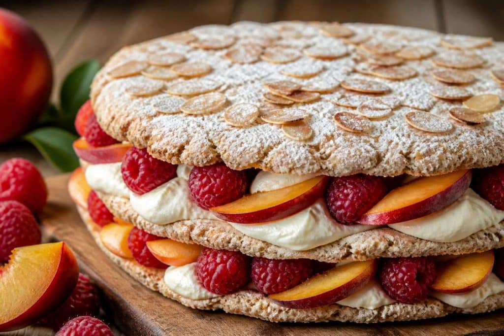 Recette de dacquoises aux framboises et nectarines