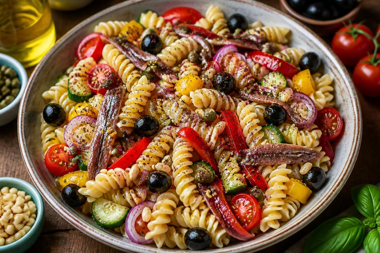 Salade d'été : pâtes et légumes croquants