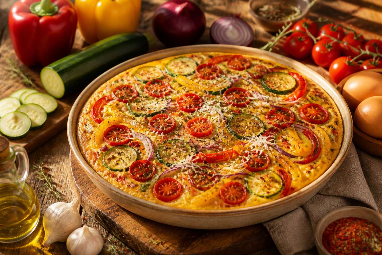 Frittata aux légumes du soleil : recette savoureuse et facile
