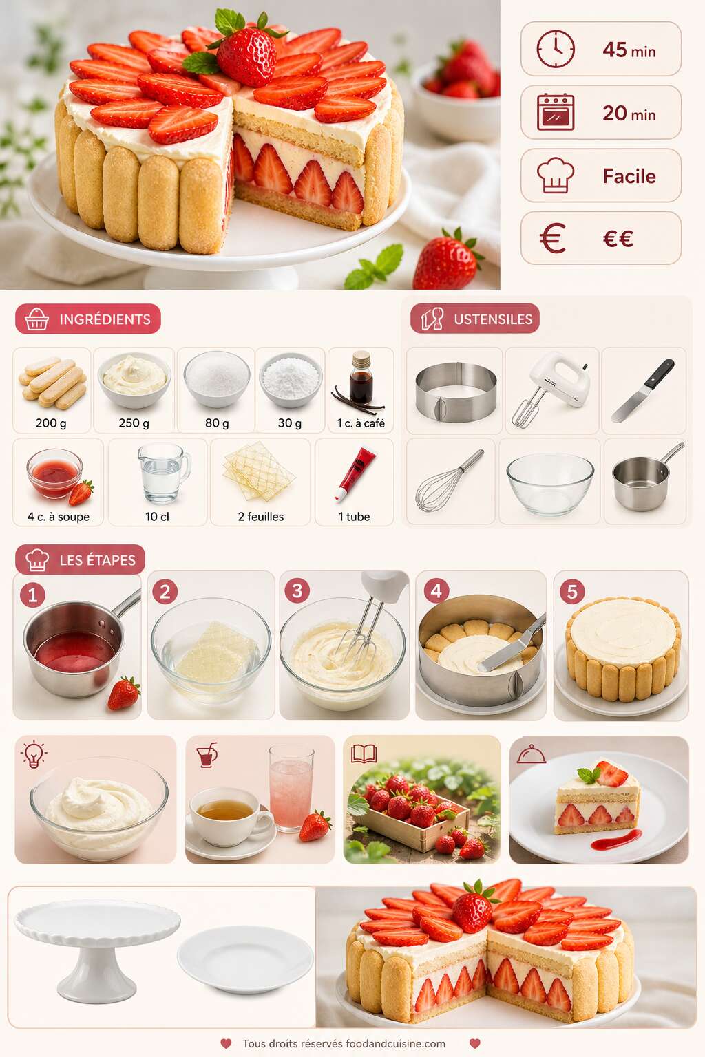 Fiche recette Fraisier au mascarpone : une délicieuse recette facile Fiche recette Fraisier au mascarpone : une délicieuse recette facile