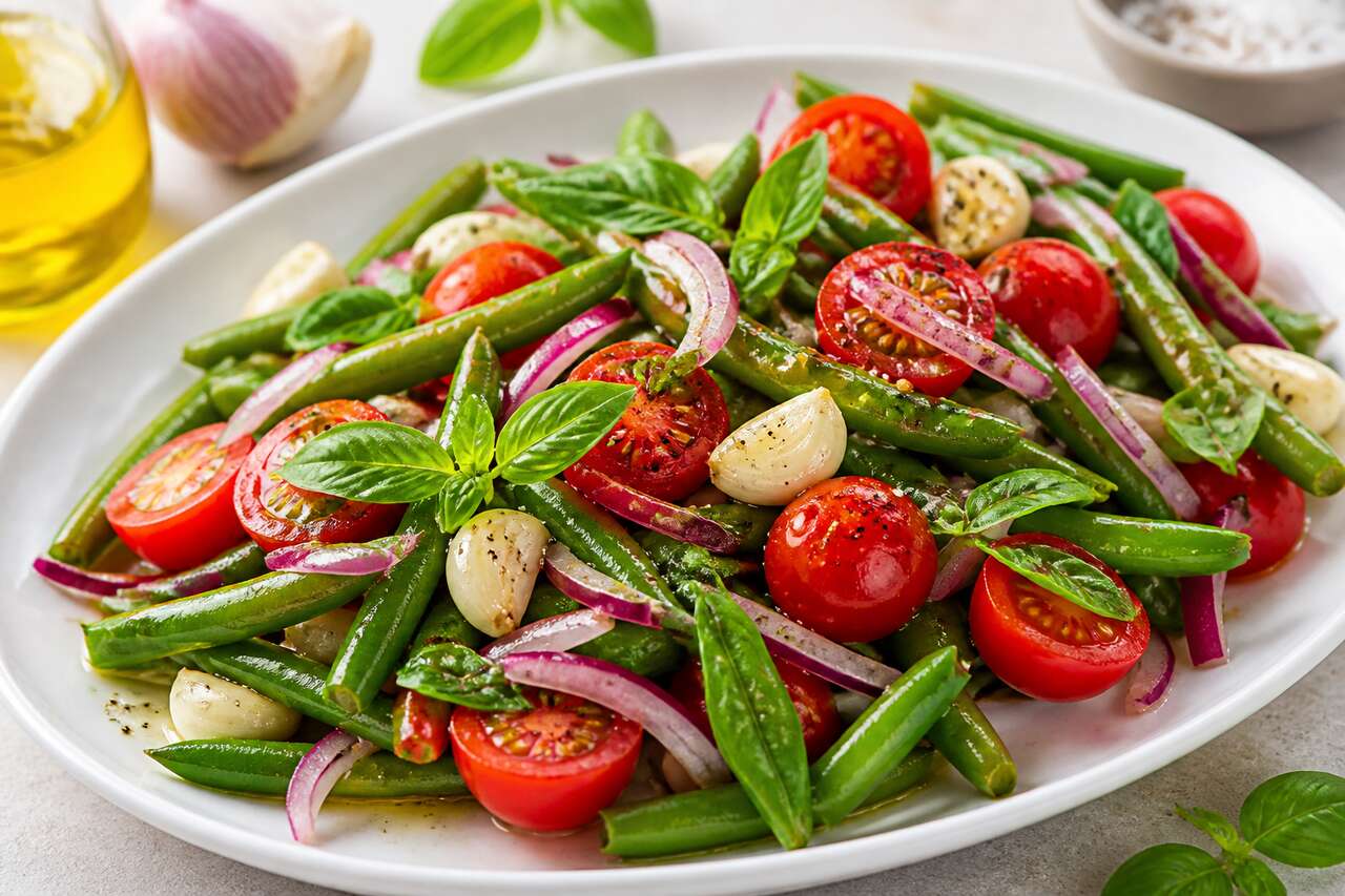 Salade de haricots verts et tomates : recette fraîche et savoureuse