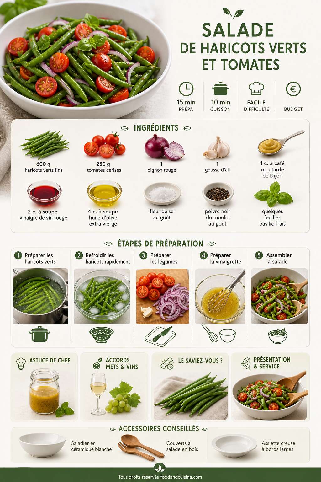 Fiche recette Salade de haricots verts et tomates : recette fra&icirc;che et savoureuse