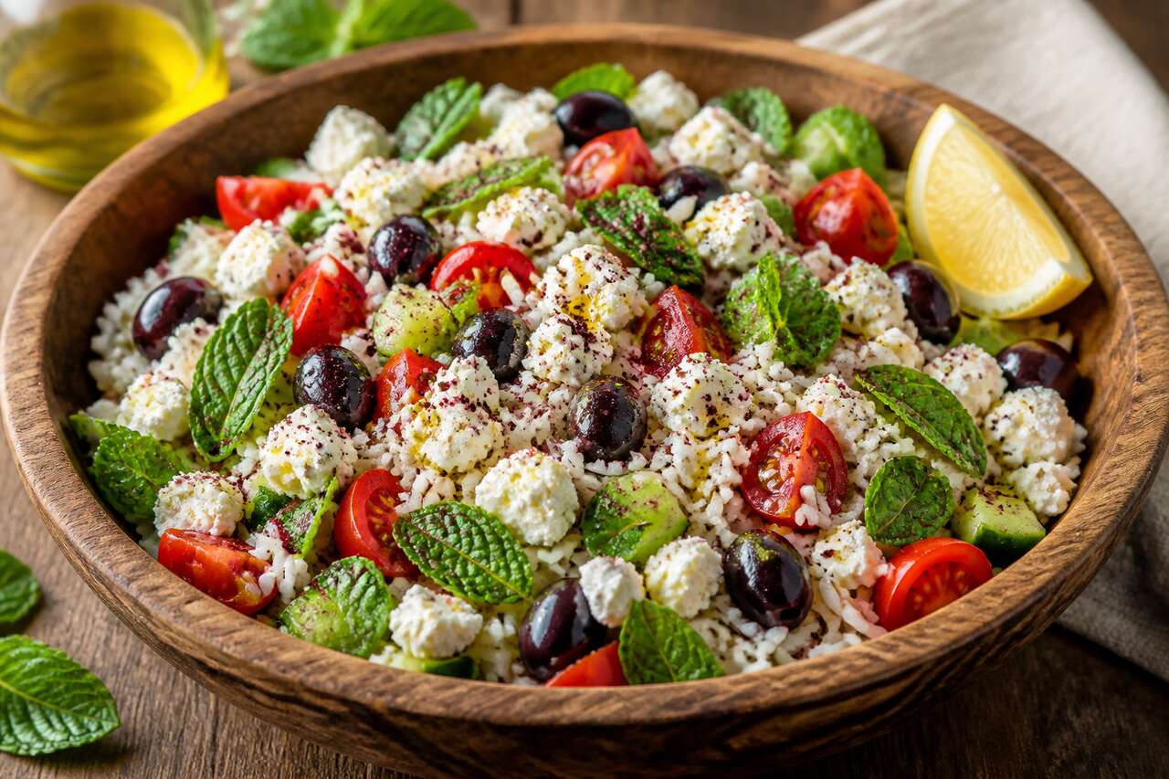 Salade de riz à la feta et à la menthe : recette fraîcheur