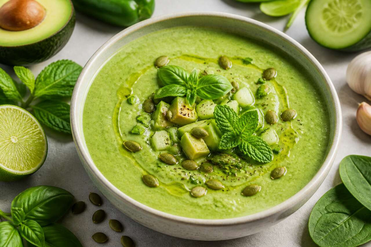 Green gaspacho de justine piluso : recette fraîche et saine