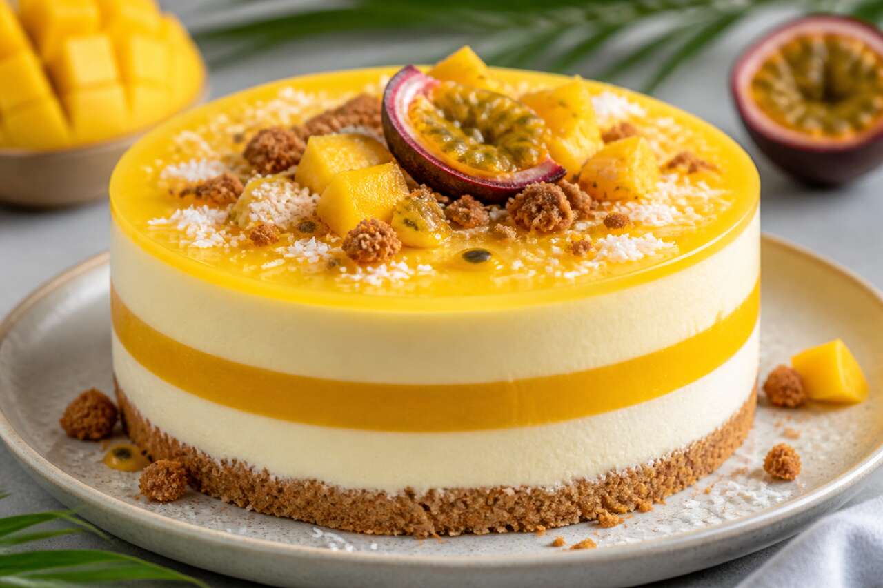 Recette d'entremets coco, mangue et passion