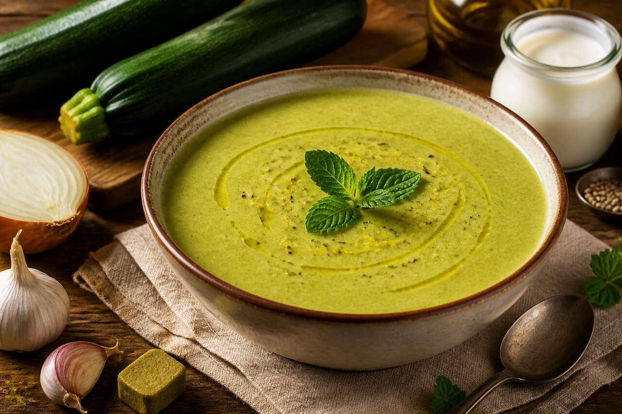 Soupe de courgettes à la menthe fraîche : recette facile et savoureuse