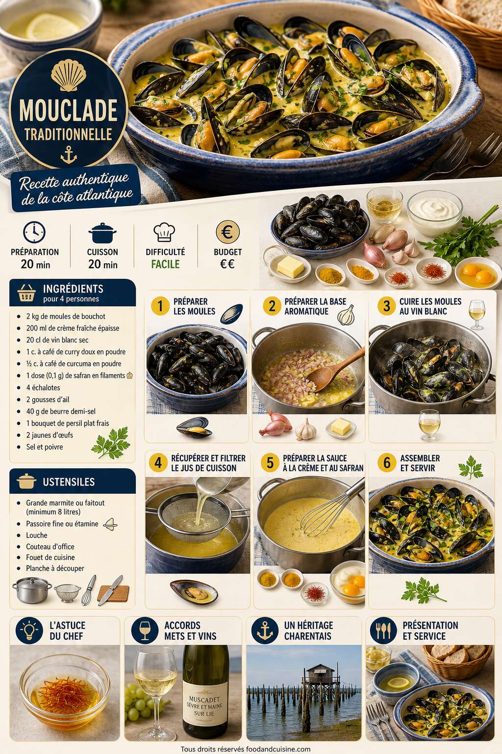 Fiche recette Recette authentique de mouclade traditionnelle