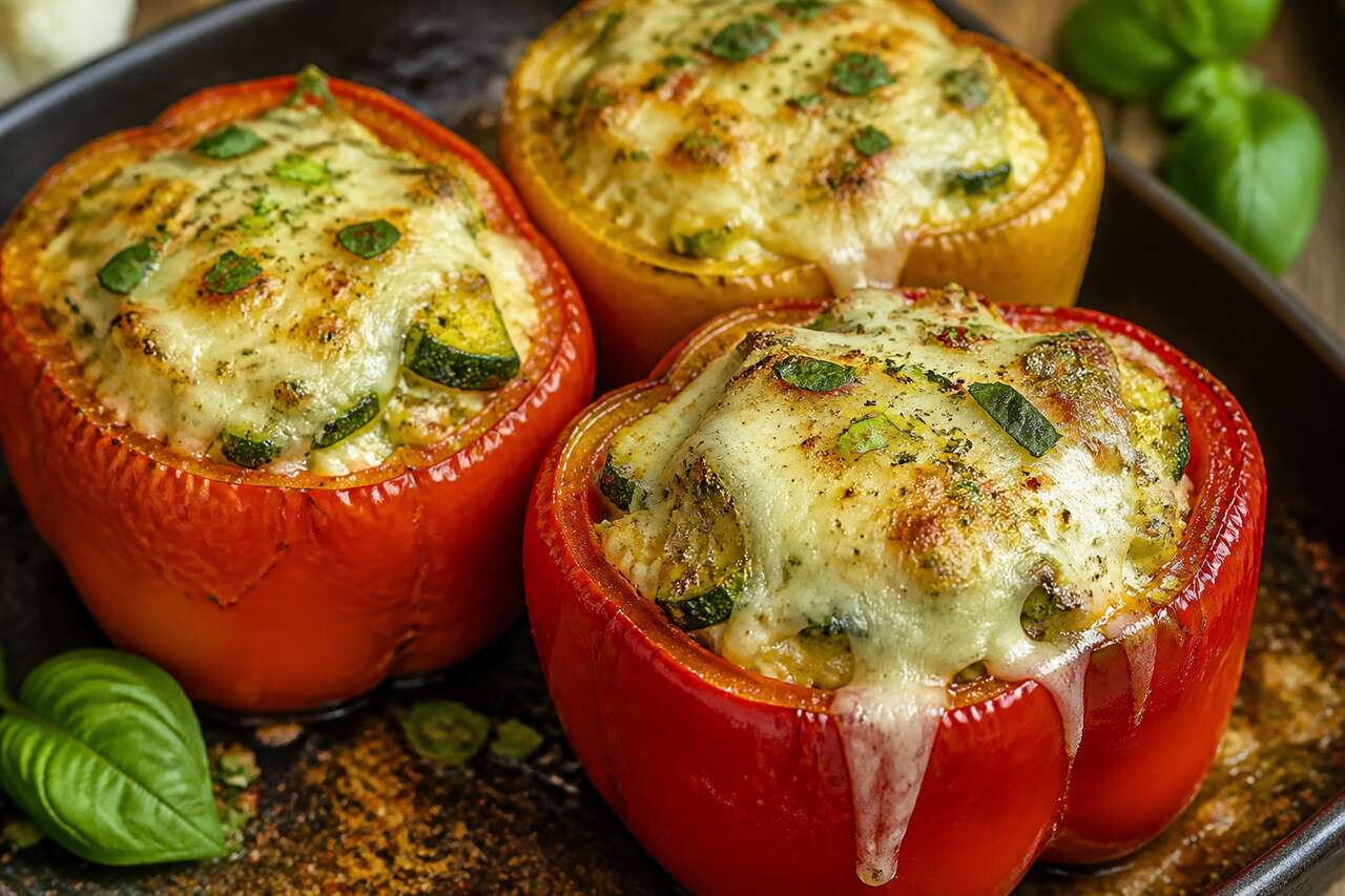 Poivrons farcis : courgette et ricotta savoureuses