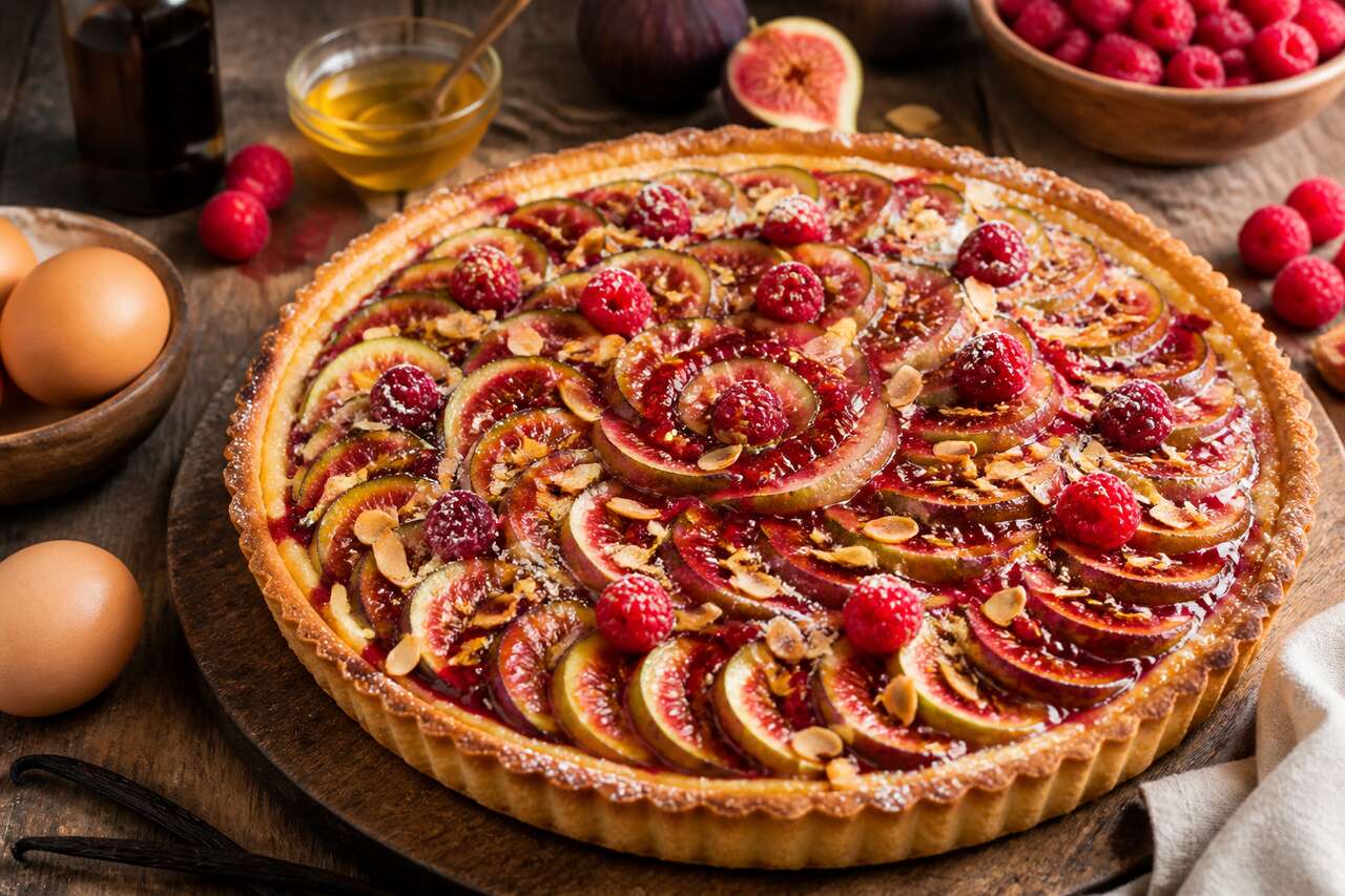 Recette de tarte aux figues et framboises