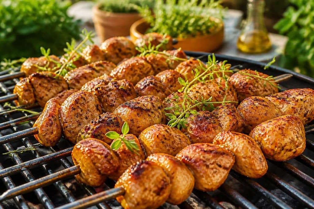 Brochettes de pintade marinée au barbecue : recette savoureuse