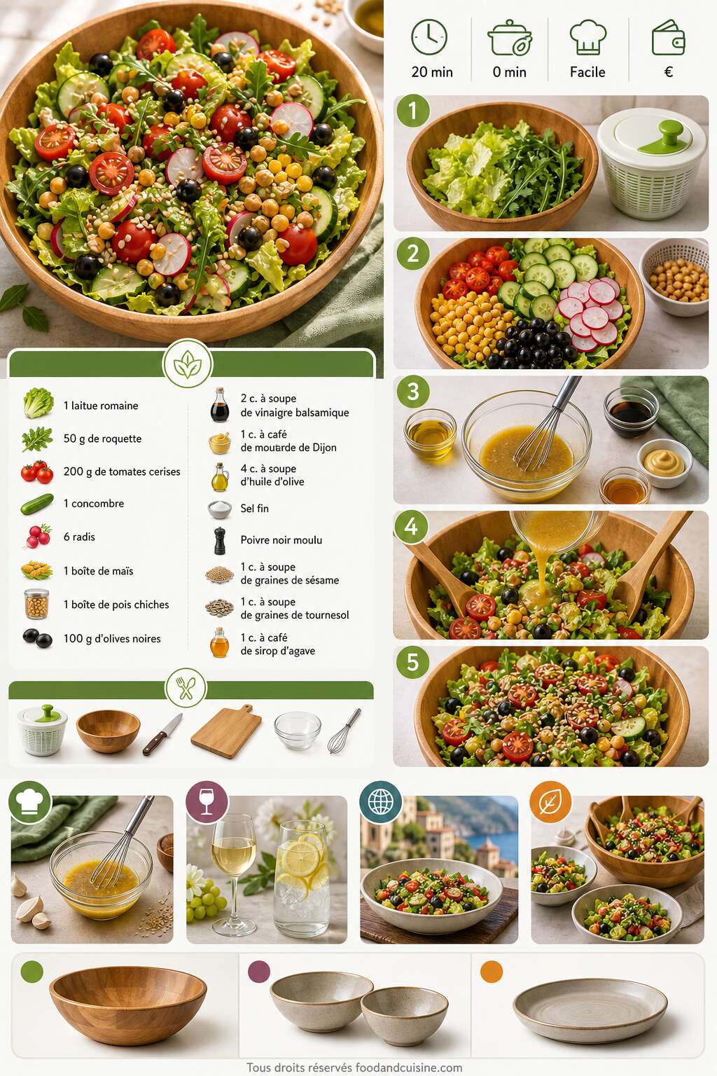 Fiche recette Recette de salade vari&eacute;e : fra&icirc;cheur et saveurs