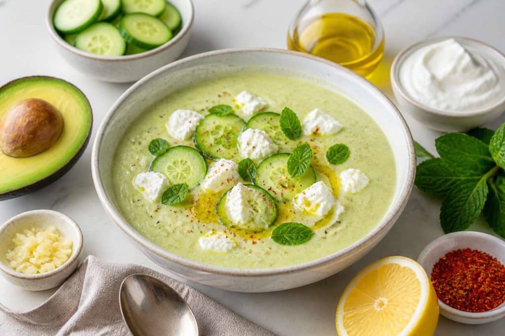 Soupe de concombre au chèvre frais : recette facile et rafraîchissante