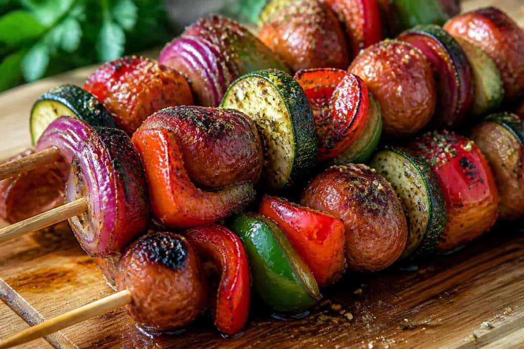 Brochettes de saucisses knacki au barbecue : recette facile et savoureuse