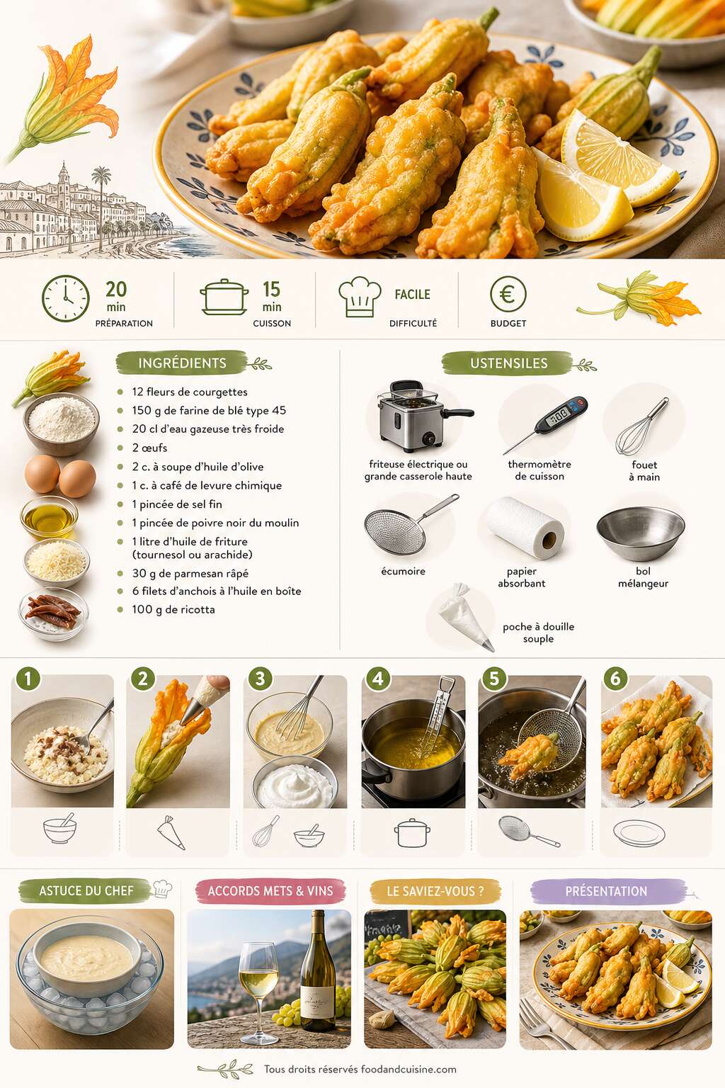 Fiche recette Beignets de fleurs de courgettes : recette ni&ccedil;oise authentique
