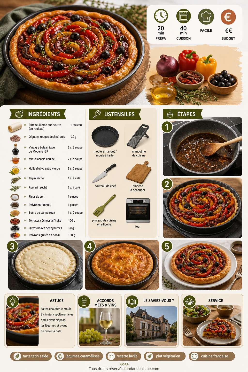 Fiche recette Tarte tatin aux l&eacute;gumes : une recette savoureuse