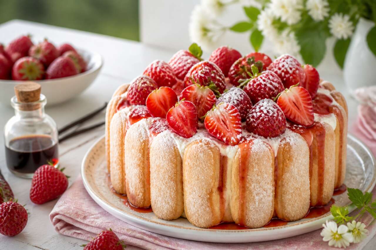 Charlotte aux fraises du jardin : recette facile et délicieuse