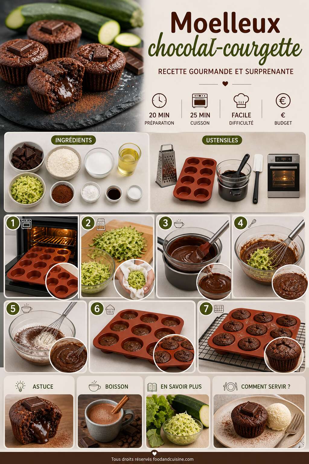 Fiche recette Moelleux chocolat-courgette : recette gourmande et surprenante Fiche recette Moelleux chocolat-courgette : recette gourmande et surprenante