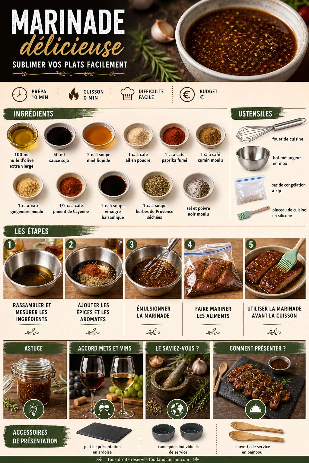Fiche recette Marinade délicieuse : sublimer vos plats facilement Fiche recette Marinade délicieuse : sublimer vos plats facilement