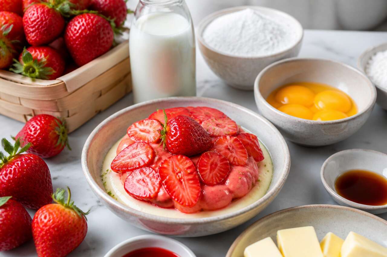 Crème dessert à la fraise de Cyril Lignac : recette gourmande