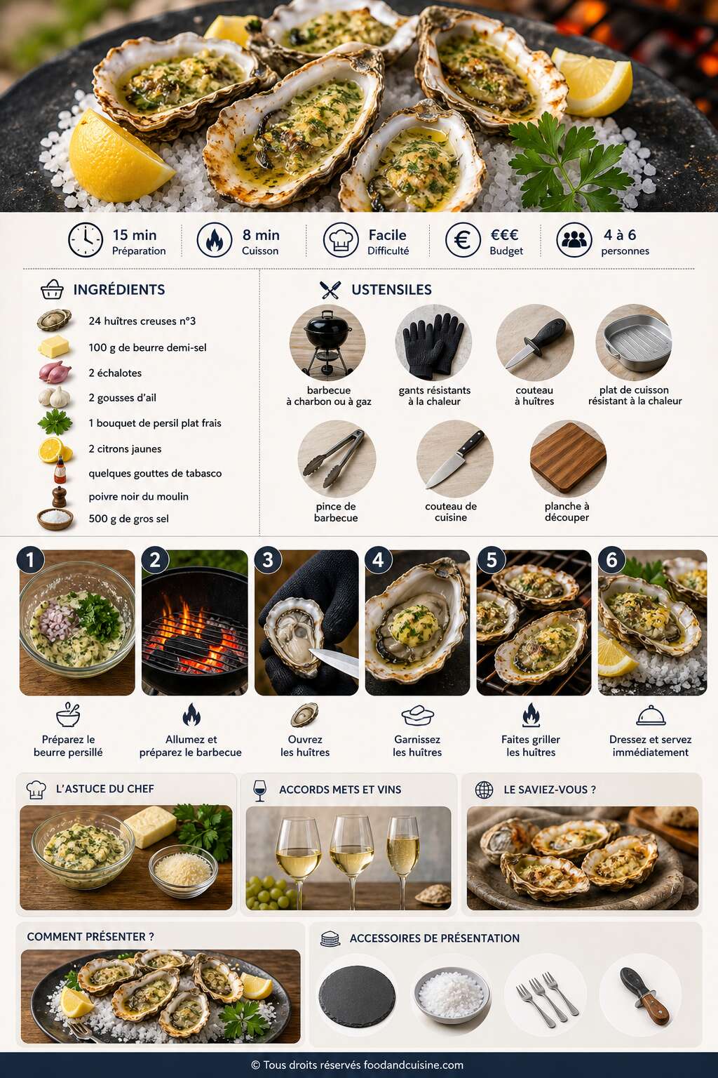 Fiche recette Hu&icirc;tres grill&eacute;es au barbecue : recette gourmande