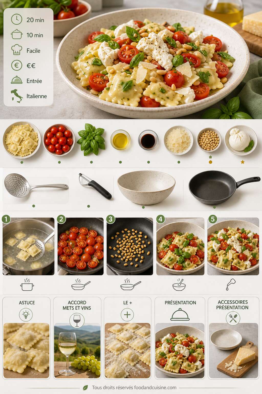 Fiche recette Salade de ravioles, tomates cerise et basilic : recette fra&icirc;che et savoureuse