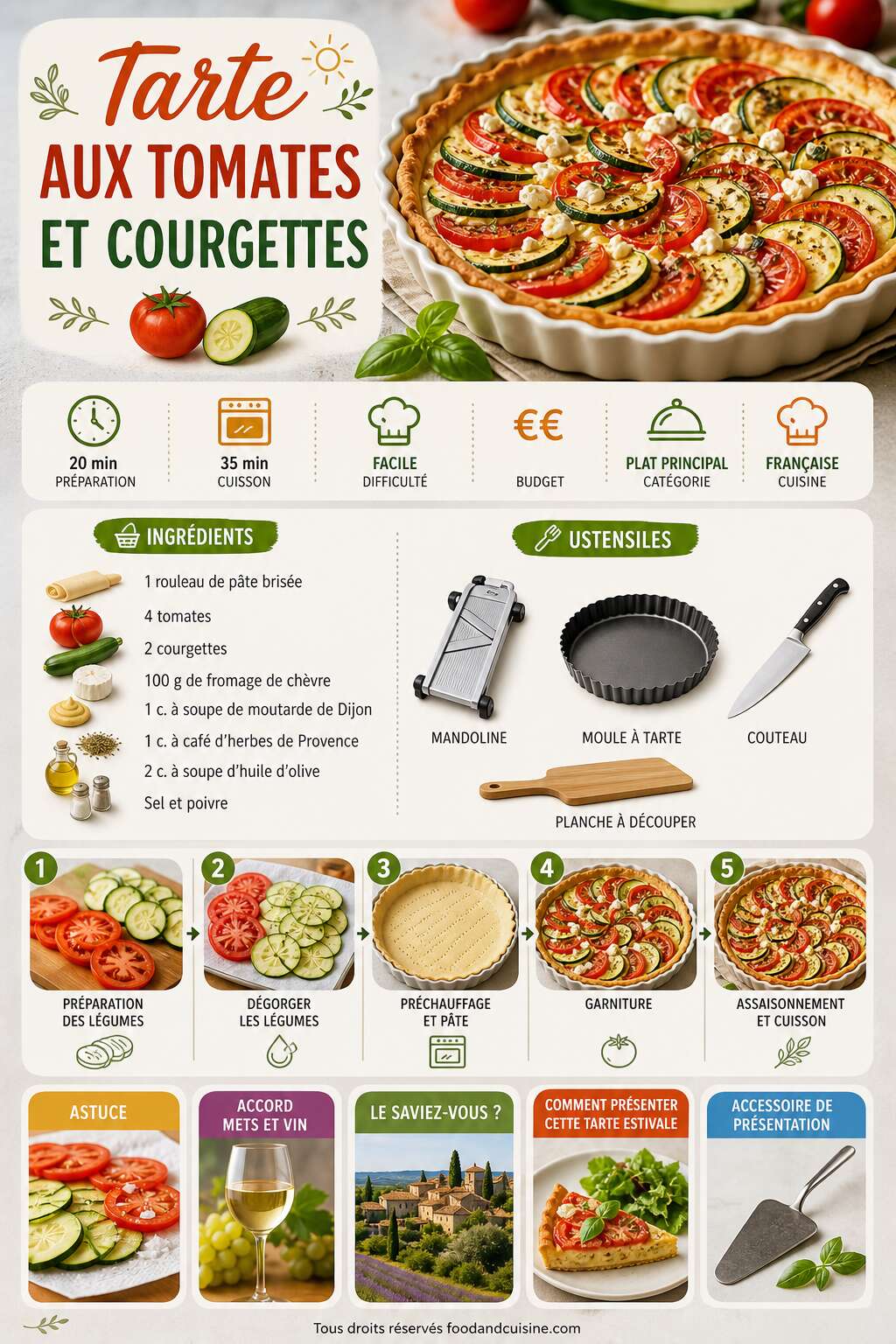 Fiche recette Tarte aux tomates et courgettes : recette facile et savoureuse