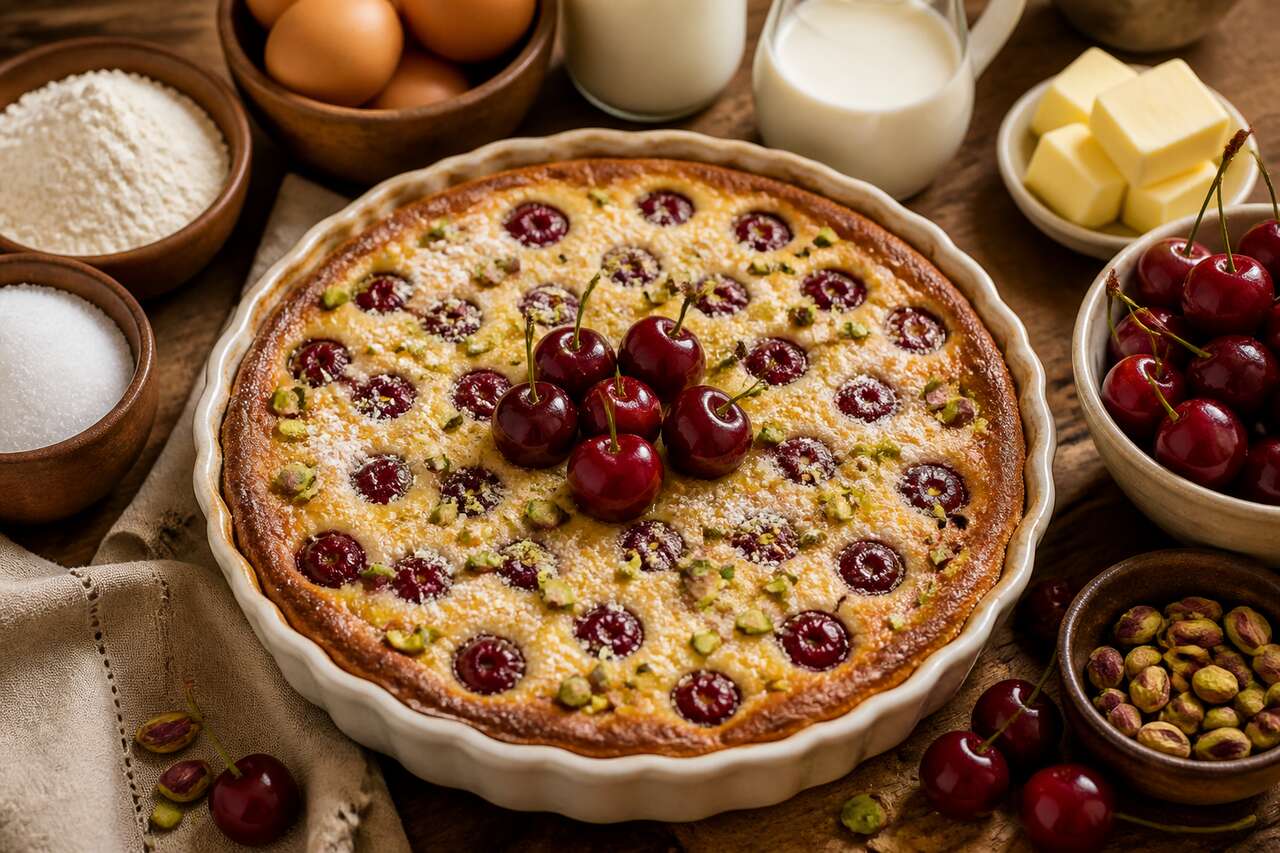 Clafoutis aux cerises et pistaches maison : recette gourmande