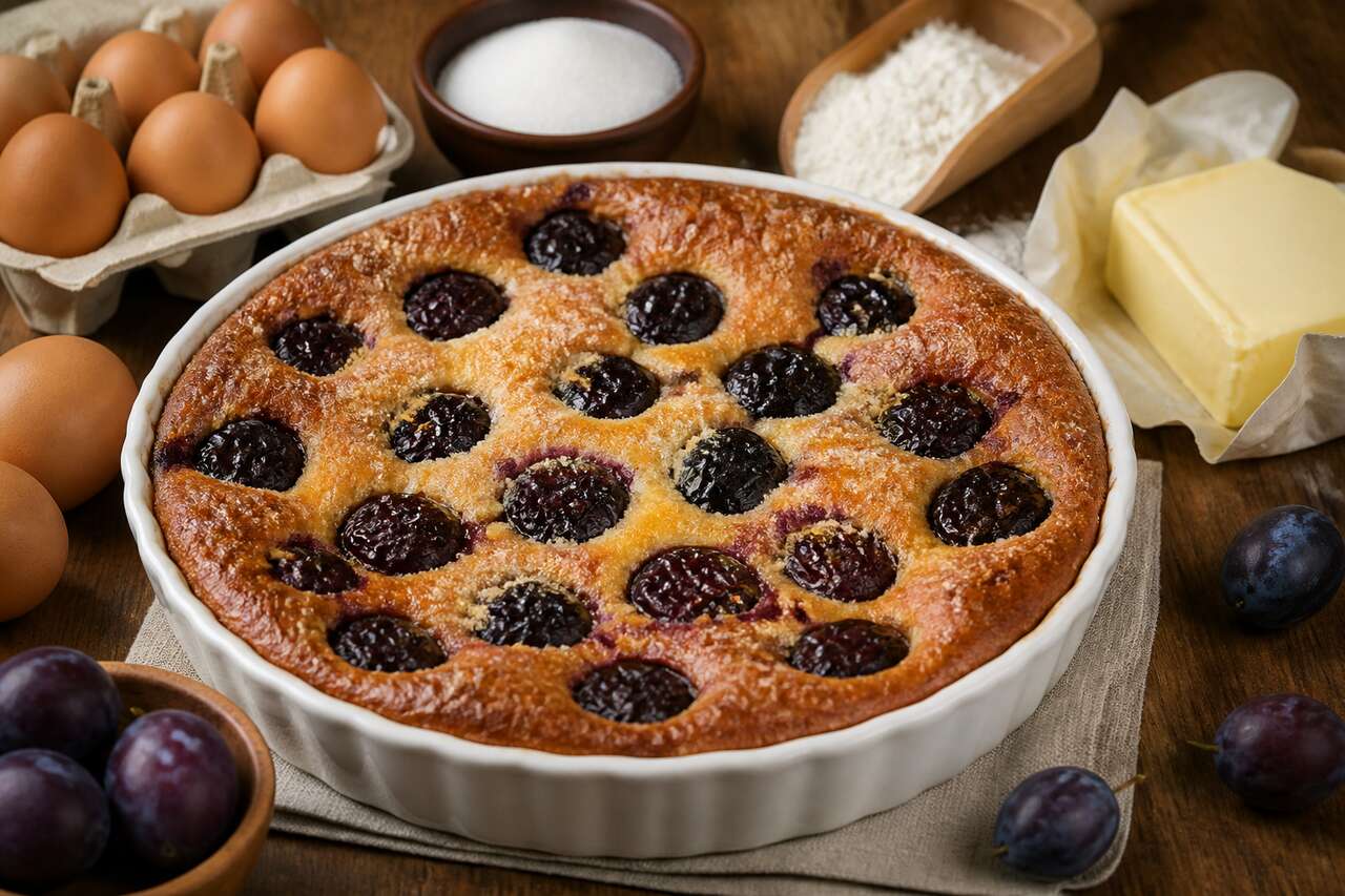 Clafoutis aux prunes moelleux : recette facile et savoureuse