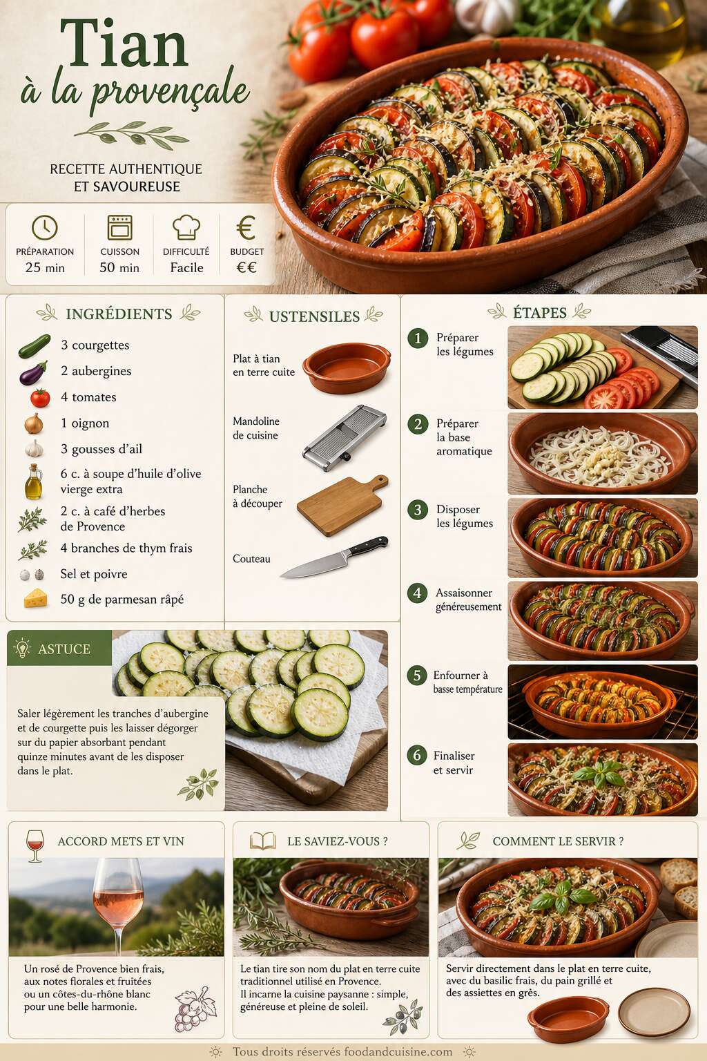 Fiche recette Tian &agrave; la proven&ccedil;ale : recette authentique et savoureuse