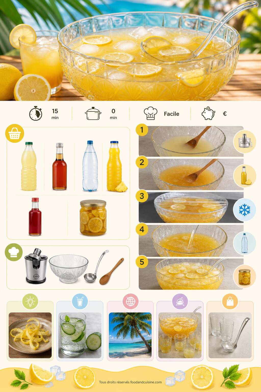 Fiche recette Punch sans alcool au citron : recette rafra&icirc;chissante